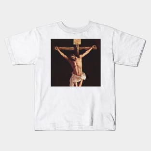 Jesus Christ crucified nailed to the cross and suffering Kids T-Shirt